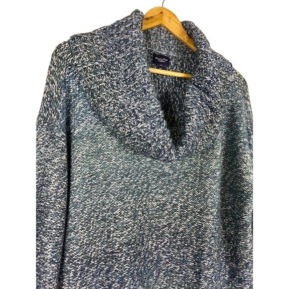 American Eagle Outfitters Cowl Neck Marled Knit Sweater Women Blue‎ M - Picture 12 of 13